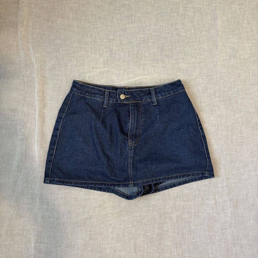 Dark Wash Denim Skort High Waisted Mini Skirt Shorts Tall Medium